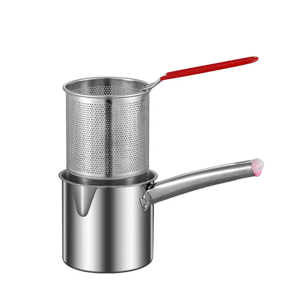 

304 Stainless Steel Deep Fryer Pot Mesh Multifunction Chicken Fried Pan with Clamp and Cover Mini Frying Strainer Basket Turkey