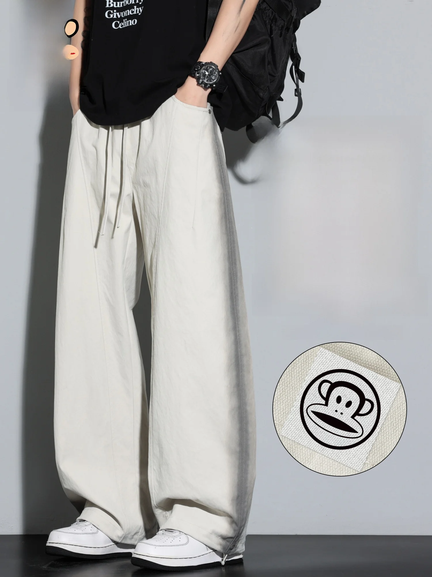 

Мужские повседневные брюки PaulFrank свободного кроя с широкими штанинами, прямые, для весеннего сезона, в стиле колор-блок, молодежные, модные