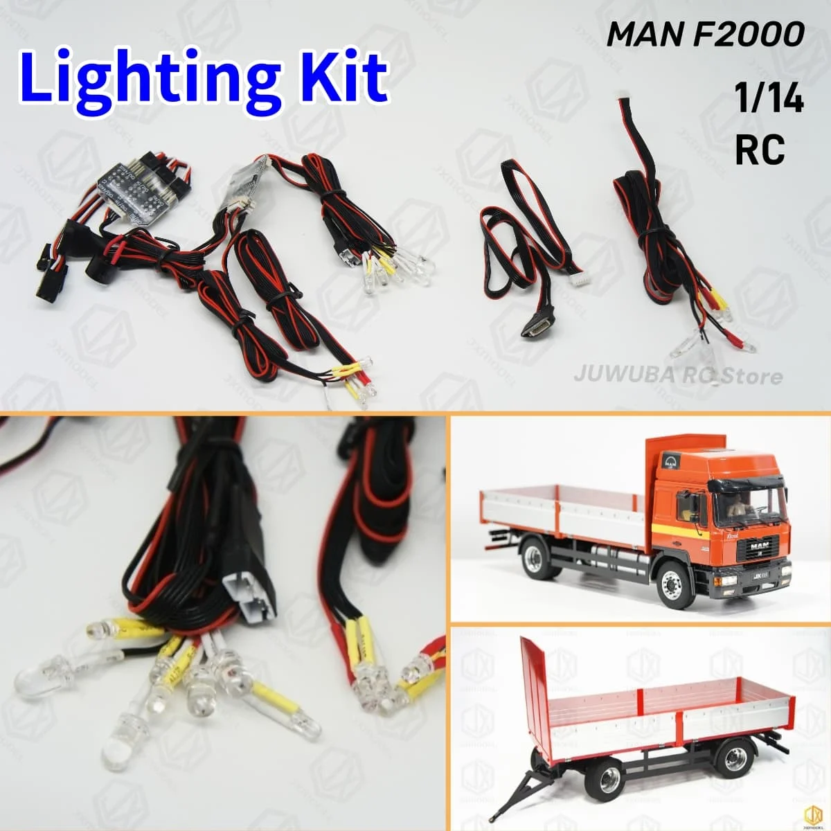 Kit de iluminación para camión teledirigido, remolque completo MAN F2000, sistema de iluminación LED, JXMODEL, accesorios de piezas DIY, 1/14
