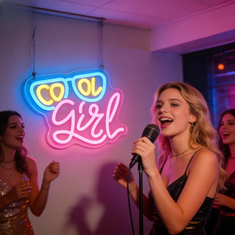 Cool Girl Glasses LED Neon Sign Unique Wall Decor for Bedroom Living Room Party Home Decor Artistic Lighting Gift for Women