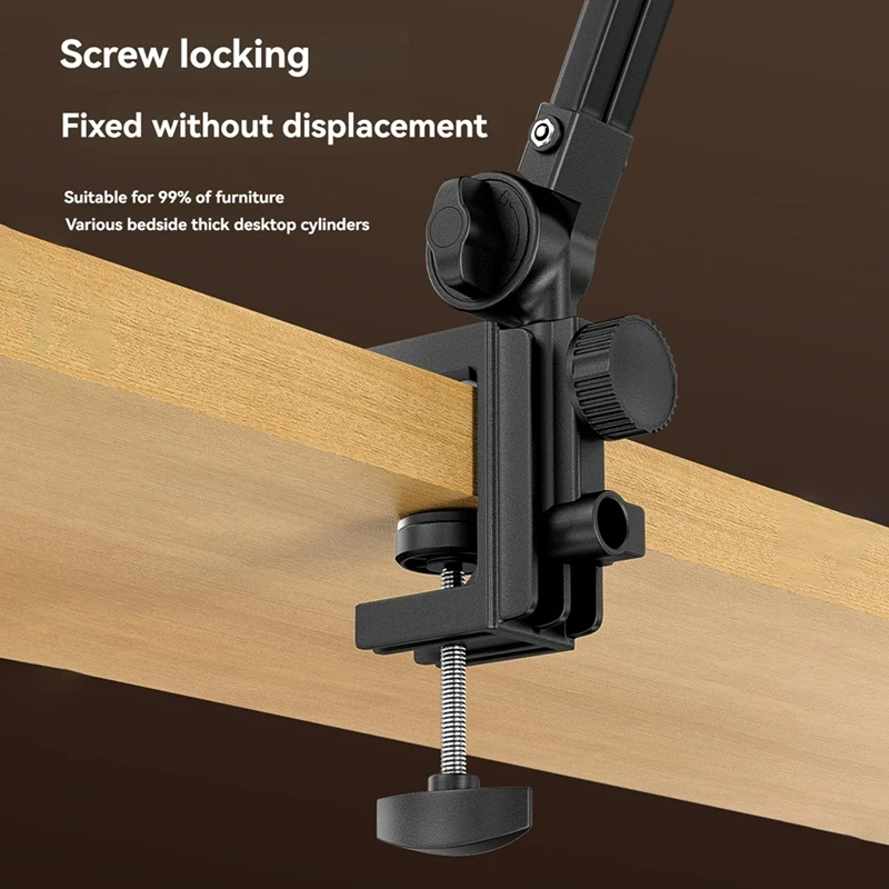 Adjustable Bed Tablet Holder Rotatable Long Arm Metal Desktop Tablet Bracket Mounts Clamp For 4.7-10.2Inch For Tablet image 4