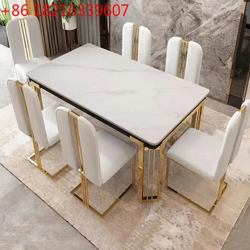 YAO Metal Nordic Luxury Dining Table Kitchen Chairs Natural Design Center Dining Table Restaurant Marble Eettafel Home Furniture
