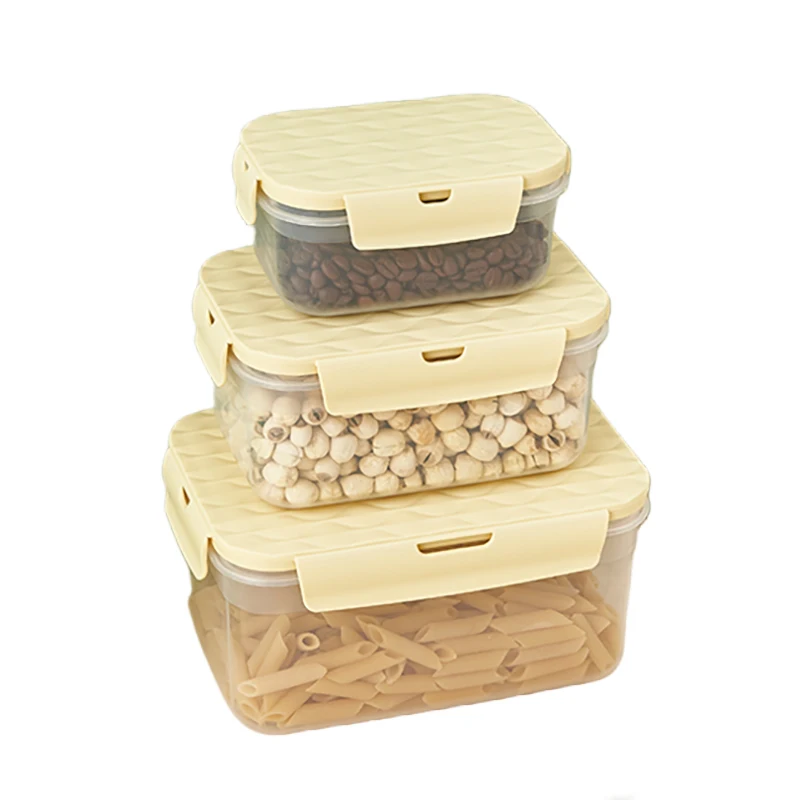 

Set of 3 Airtight Food Storage Container with Lid, Leak Proof Snap Lock, BPA Free Plastic (550ML, 1100ML, 2200ML)