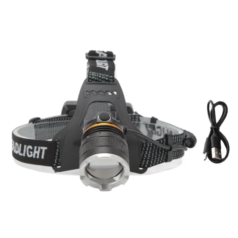 Rechargeable Headlamp High Brightness Adjustable Zoom Lightweight Waterproof Head Flashlight For Outdoor Night Fishing