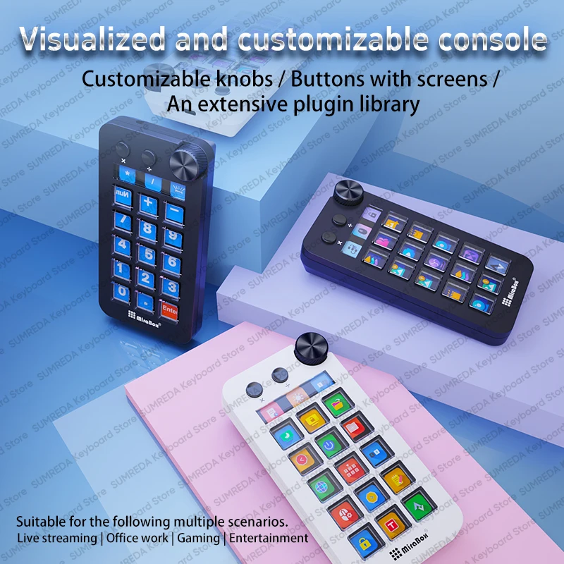 Mirabox N1 Stream deck With Knob Button Live Content Creative Console Mini Keypad Streamdeck Deck Dock Stream Desk Controller