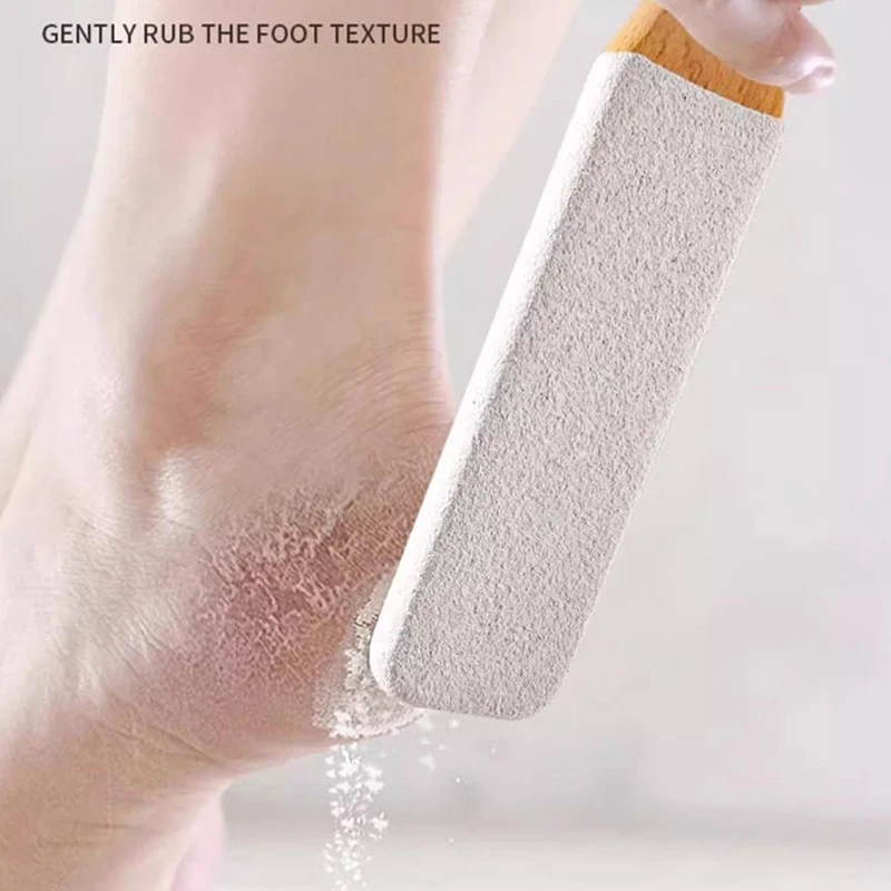 Bamboo Handle Foot File 360° Natural Pumice Stone Exfoliator Professional Pedicure Tool For Callus Removal Dead Skin Foot Scrubb