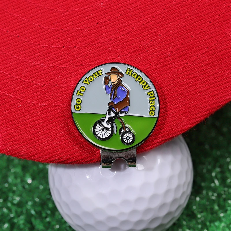 Go To Your Happy Place Golf Ball Hats Magnetic Enamel Clips Golf Training Aids Jewelry Accessories Baseball Cap Metal Clips Gift