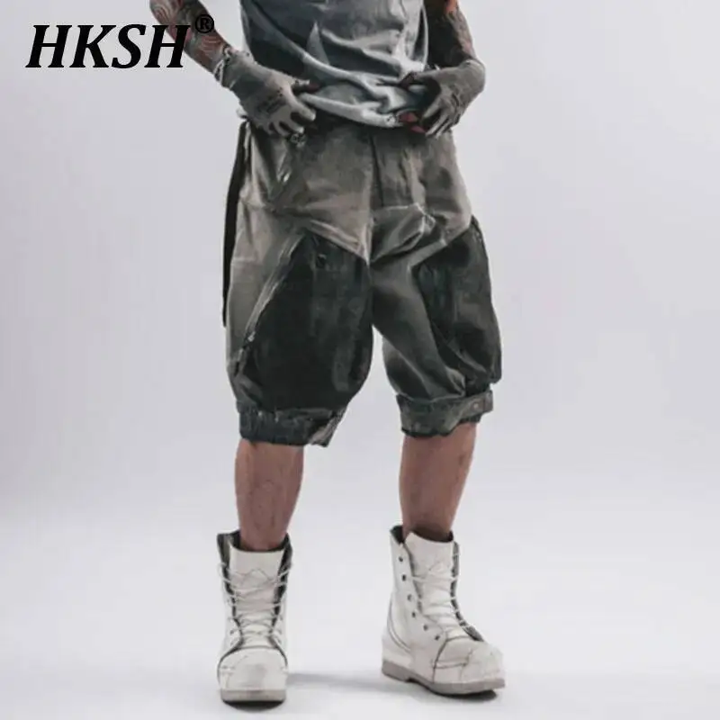 

HKSH летние новые мужские американские ретро технические шорты Capris Tide High Street грязные потертые трехмерные повседневные шорты HK5052