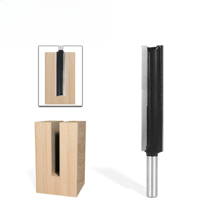 8mm Shank Extended Straight Router Bit Double Flute Grooving Trimming Cutter for Woodworking Electric Router