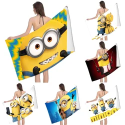 Asciugamano da spiaggia con motivo a asciugamano M-MinionS simpatico cartone animato, asciugatura rapida e assorbente, il tessuto è realizzato in cotone e non lo fa