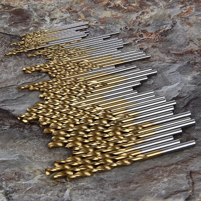 Titanium Coated Drill Bits HSS High Speed Steel Drill Bits Set Tool Power Tools 50/100Pcs