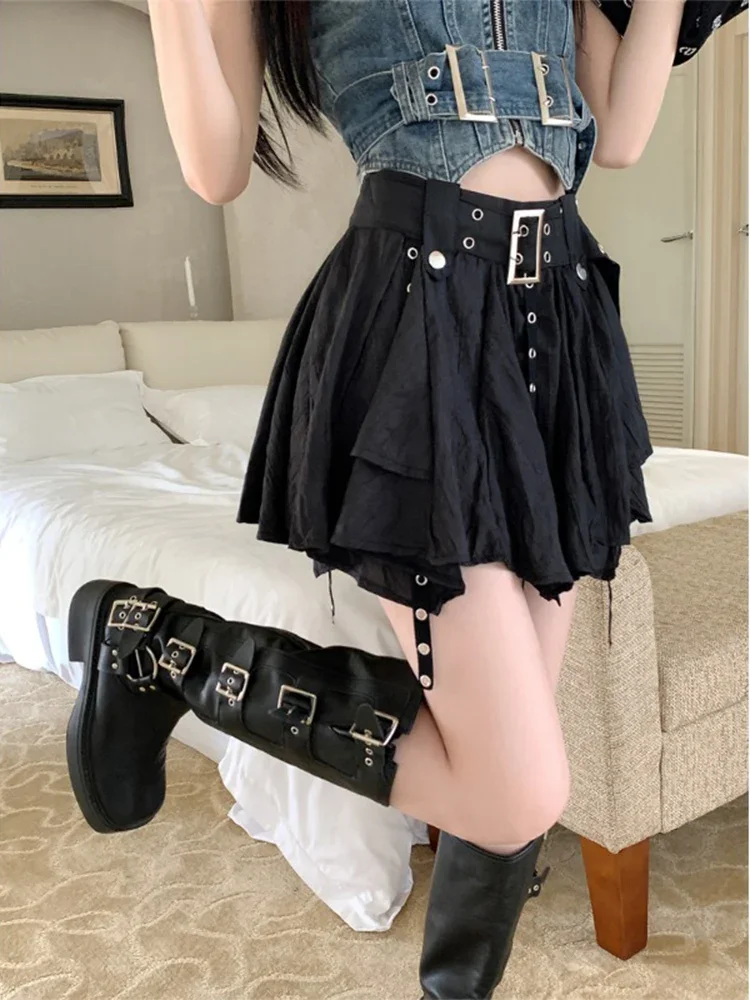 Irregular Skirt Women Summer 2024 New Ribbon Design Sense Skirts High Waist Slimming Short dress ZT280