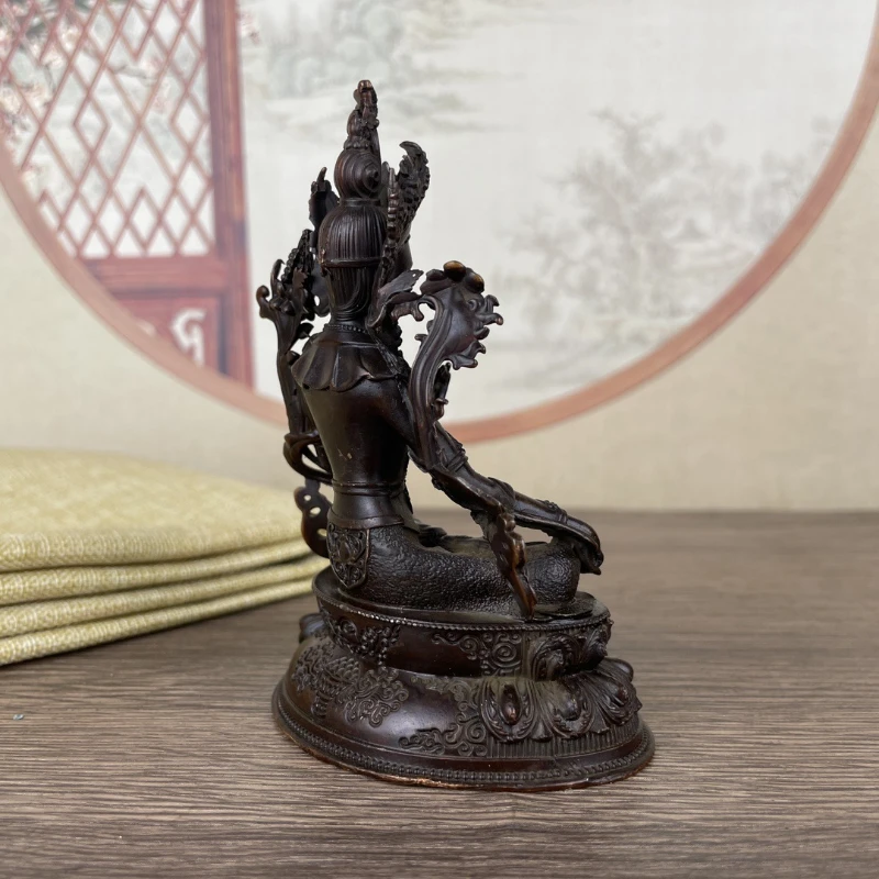 Petite statue de bouddha Tara blanche en cuivre nickel é, ameublement antique, décorations de bureau, artisanat, accessoires, cadeaux