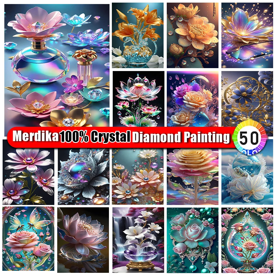 

100% Crystal Diamond Painting Kit Landscape Cross Stitch Full Diamond Embroidery Scenery Lotus Mosaic Art Picture of Rhinestones