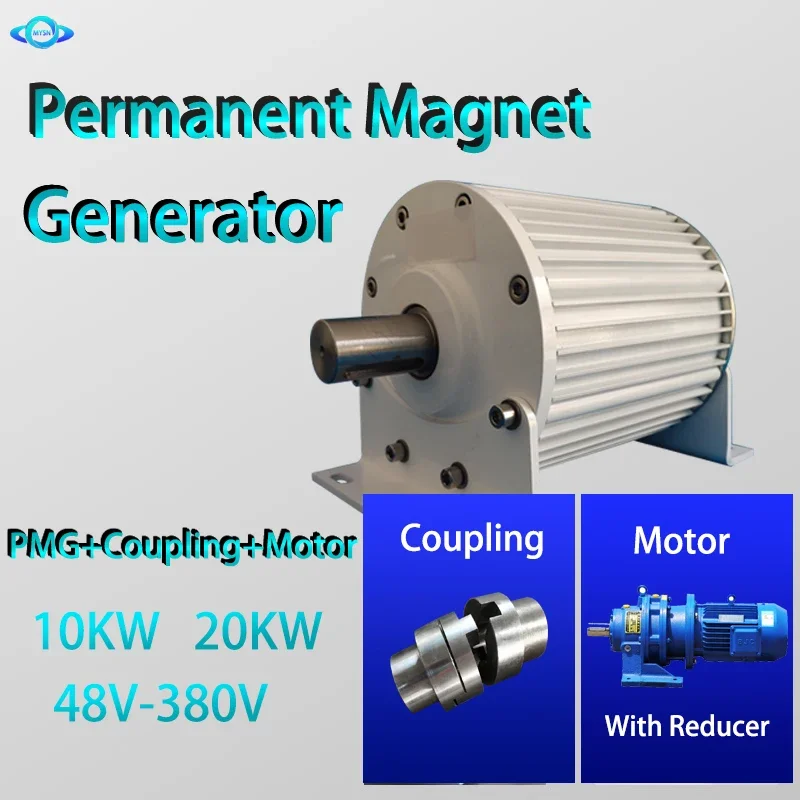 10kw 20kw Generator Met Motor 3 Fase 380V 220V Gearless Permanente Magneet Ac Dynamo Voor Wind Water Turbine Dieselmotor