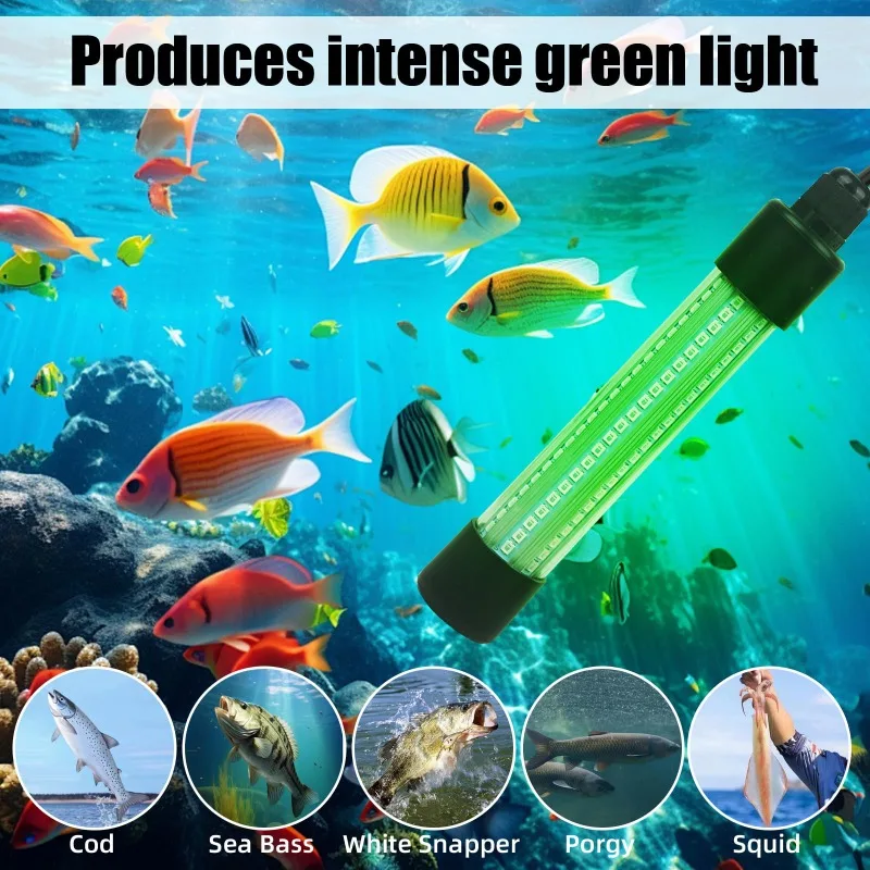 LED Underwater Green Fishing Light for Makita/DW/Milwaukee/Ryobi 18/20V Battery IP68 Waterproof Diving Fishing Attraction Light