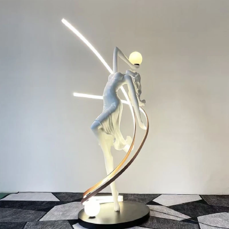 *flo Promotional Wholesale Exquisite Postmodern Modern Northern Europe Stylish Dancing Woman Sculpture for Hotel Floor Lamp