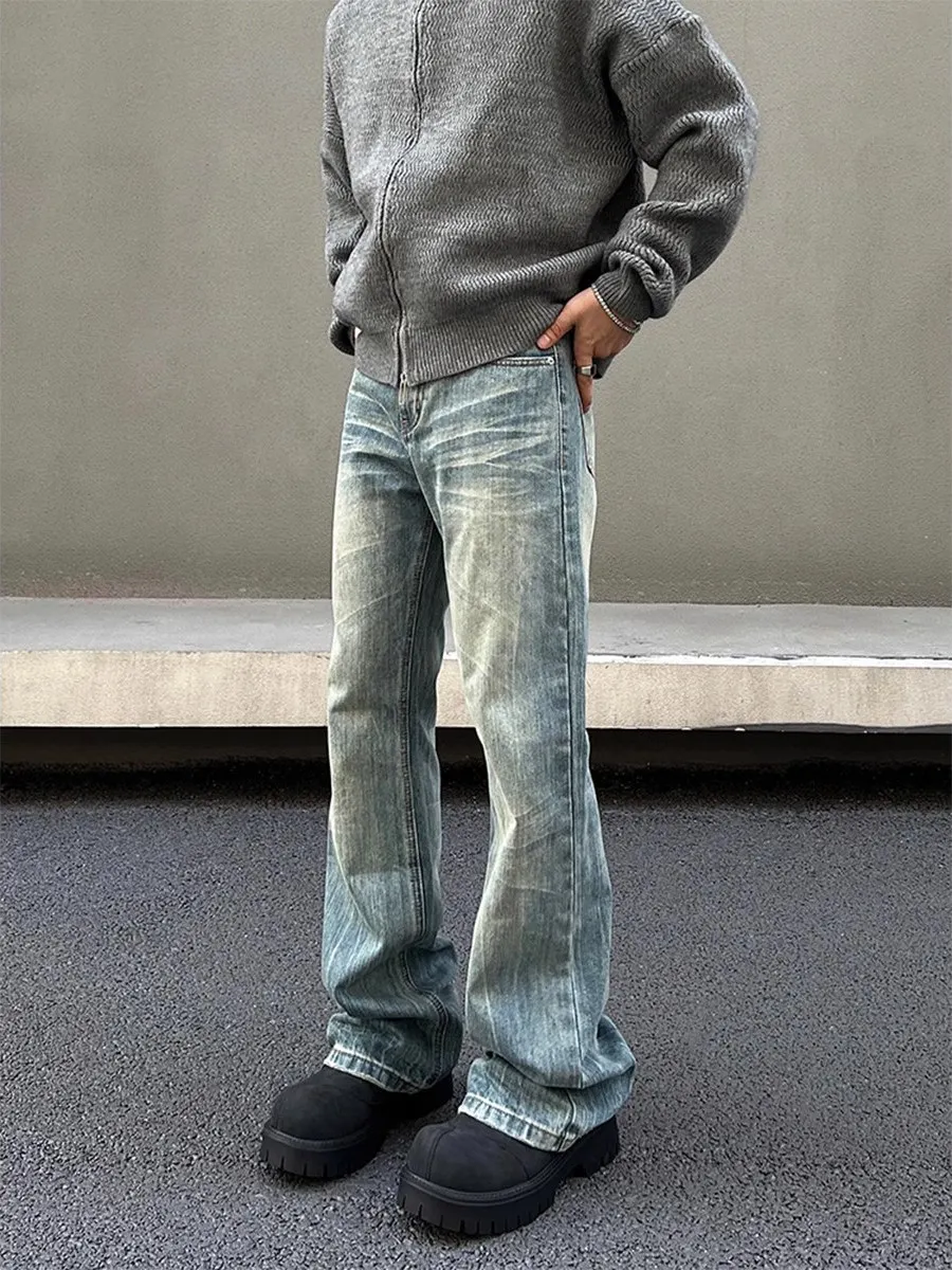 

Джинсы Waed Blue Vintage прямого кроя, унисекс, с легким расклешением, классические американские, повседневные, молодежные, джинсовые брюки