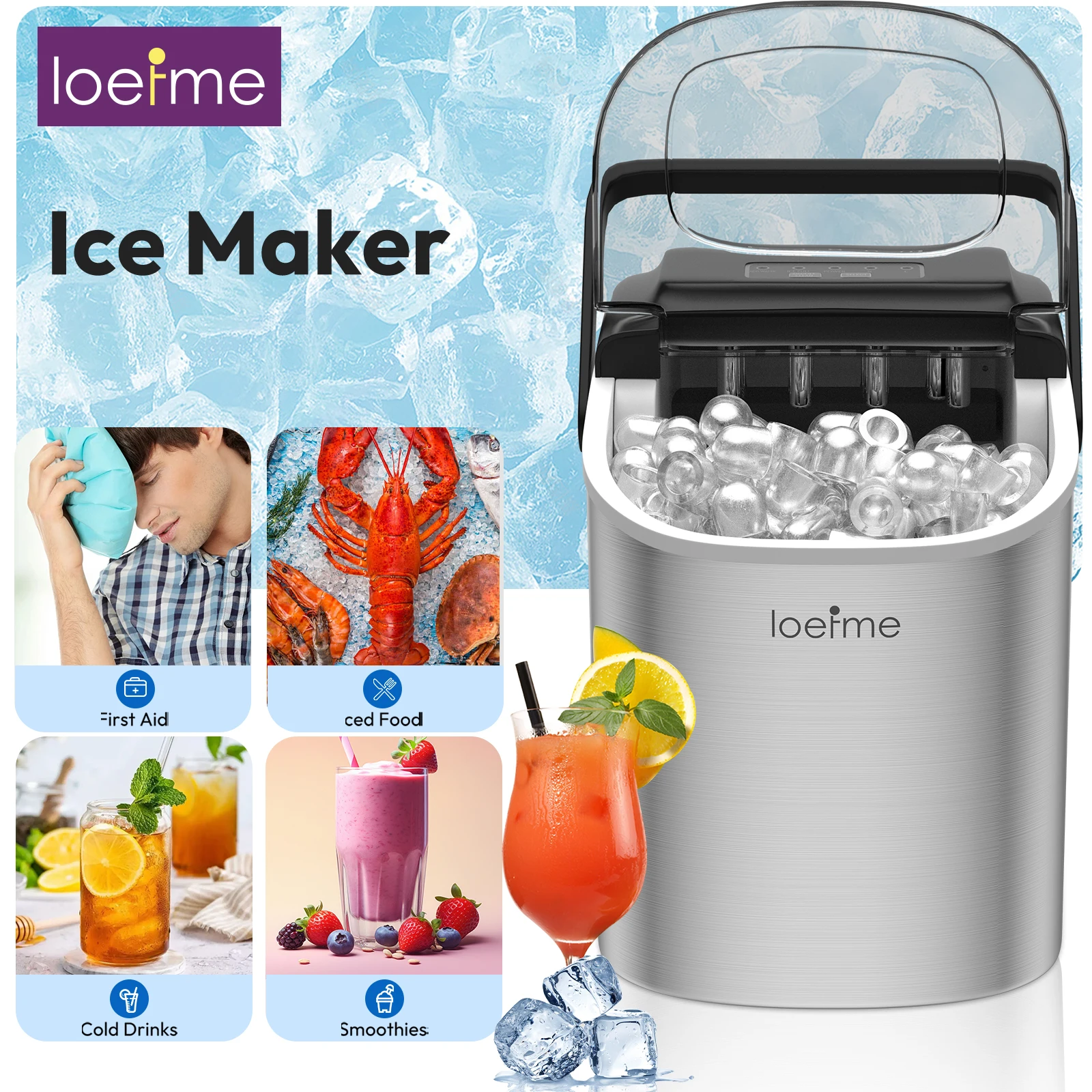 Loefme Elektrische Eismaschine, Küchenmaschinen, elektrische Würfel, professionelle Eismaschine,