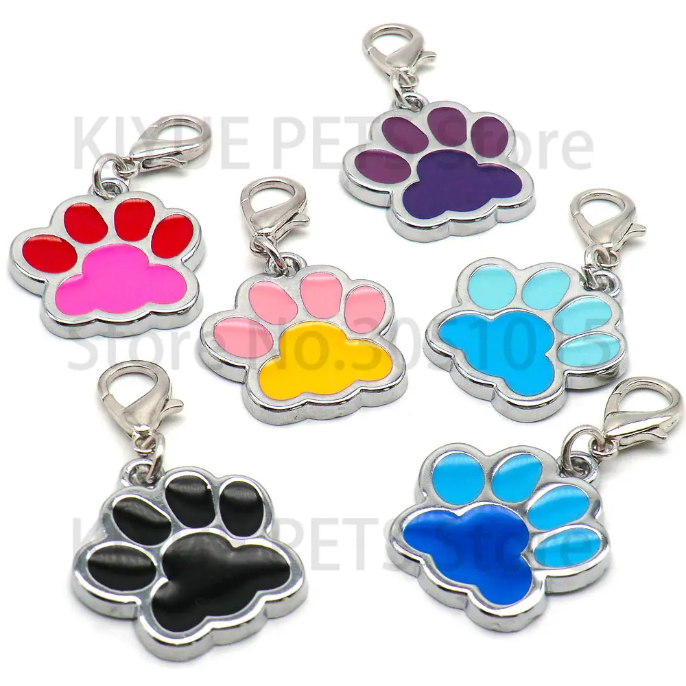 Wholesale 100 Pcs Paw Nametag Pendant Anti-lost Bone Customized Dogs Collars Personalized Dogs Collar Accessories ID TAG Pet Pr