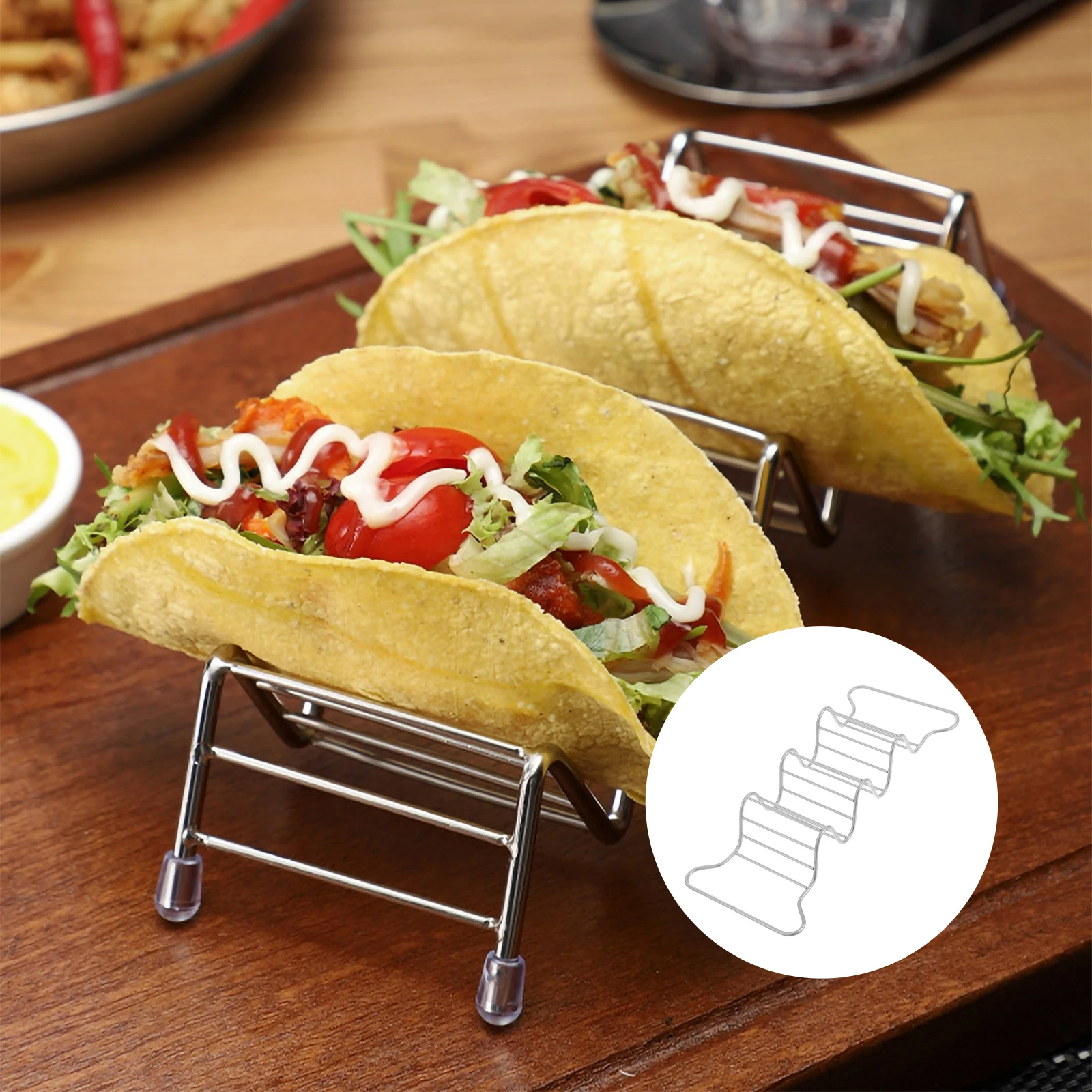 

Stainless Steel Taco Holder Multi-Shell Baking Tray Metal Serving Stand For Oven Grill Hard Shells Taco Shell Rack Organizer