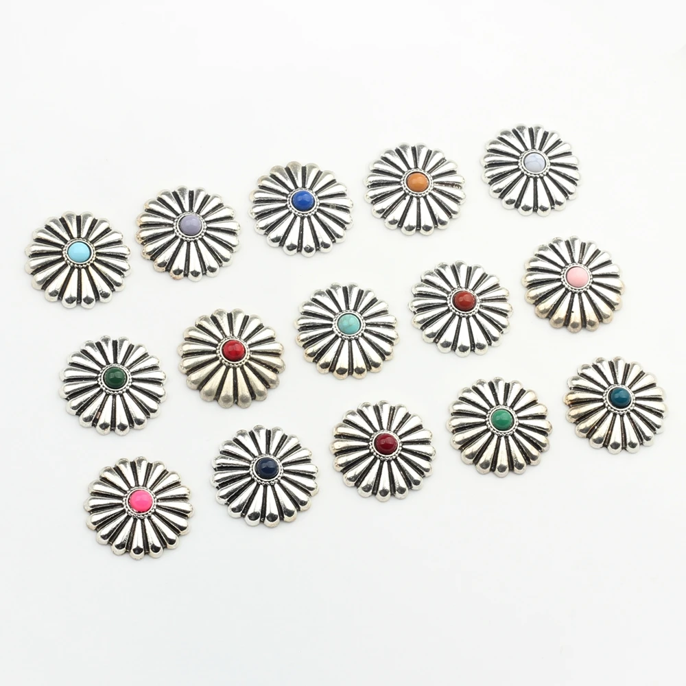 Zinc Alloy Round  Clothes Decorative Daisy Buttons Without Loop 3pcs/lot 28MM For DIY CONCHO Jewelry Accessories