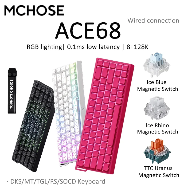 

MCHOSE Ace 68/60 Pro Magnetic Axis Mechanical Keyboard Gaming and Esports Desktop Laptop Computer Customization RGB hot-swapping