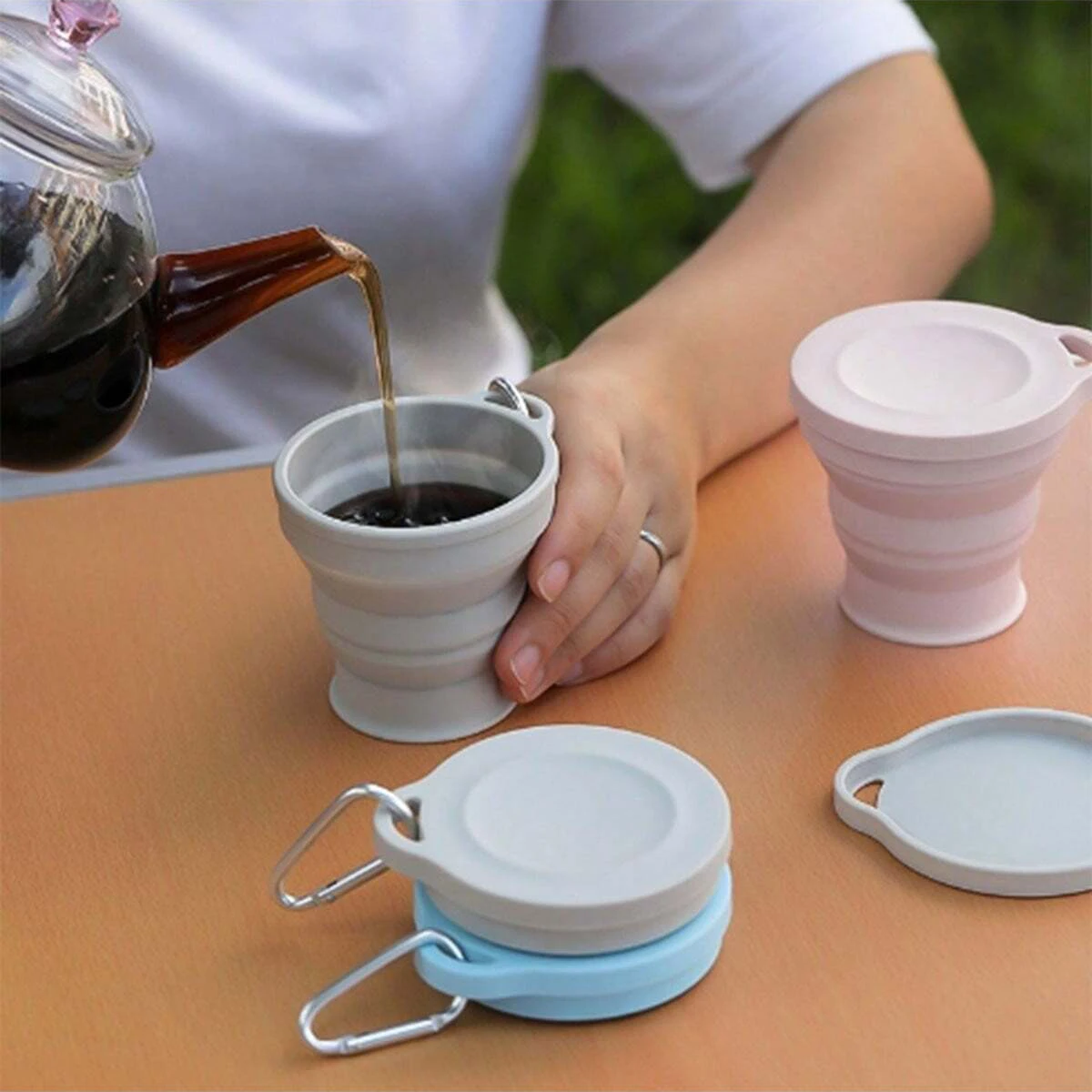 Outdoors Silicone Folding Cup with Hanging Hole Creative Water Cup Travel Portable Washing Cup Fashion Travel Silicone Cup
