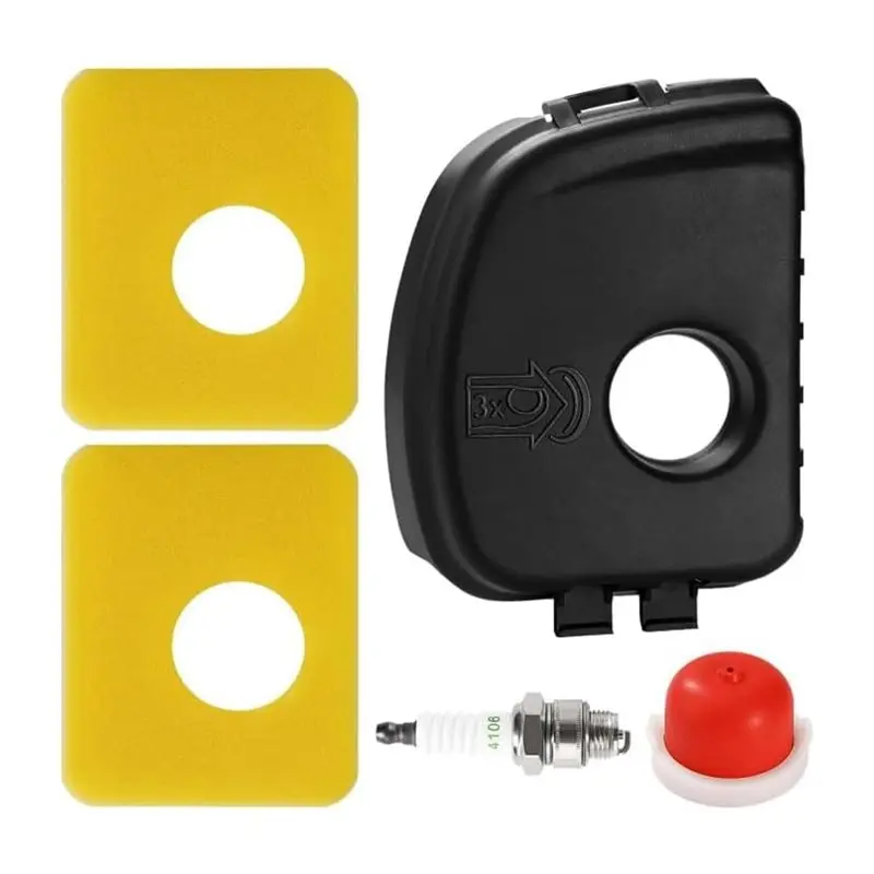 ABMH-Air Filter Cover Spark Plug With Foam Filter Service Kit Primer Bulb For Lawn Mower Garden Engine Maintenance Parts
