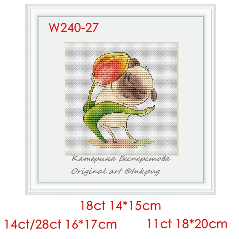 Cross Stitch Kit Puppy Series Tulip Dance 28ct 18ct 14ct 11ct Precision Printed Fabric DIY Hand Embroidery Material Kit