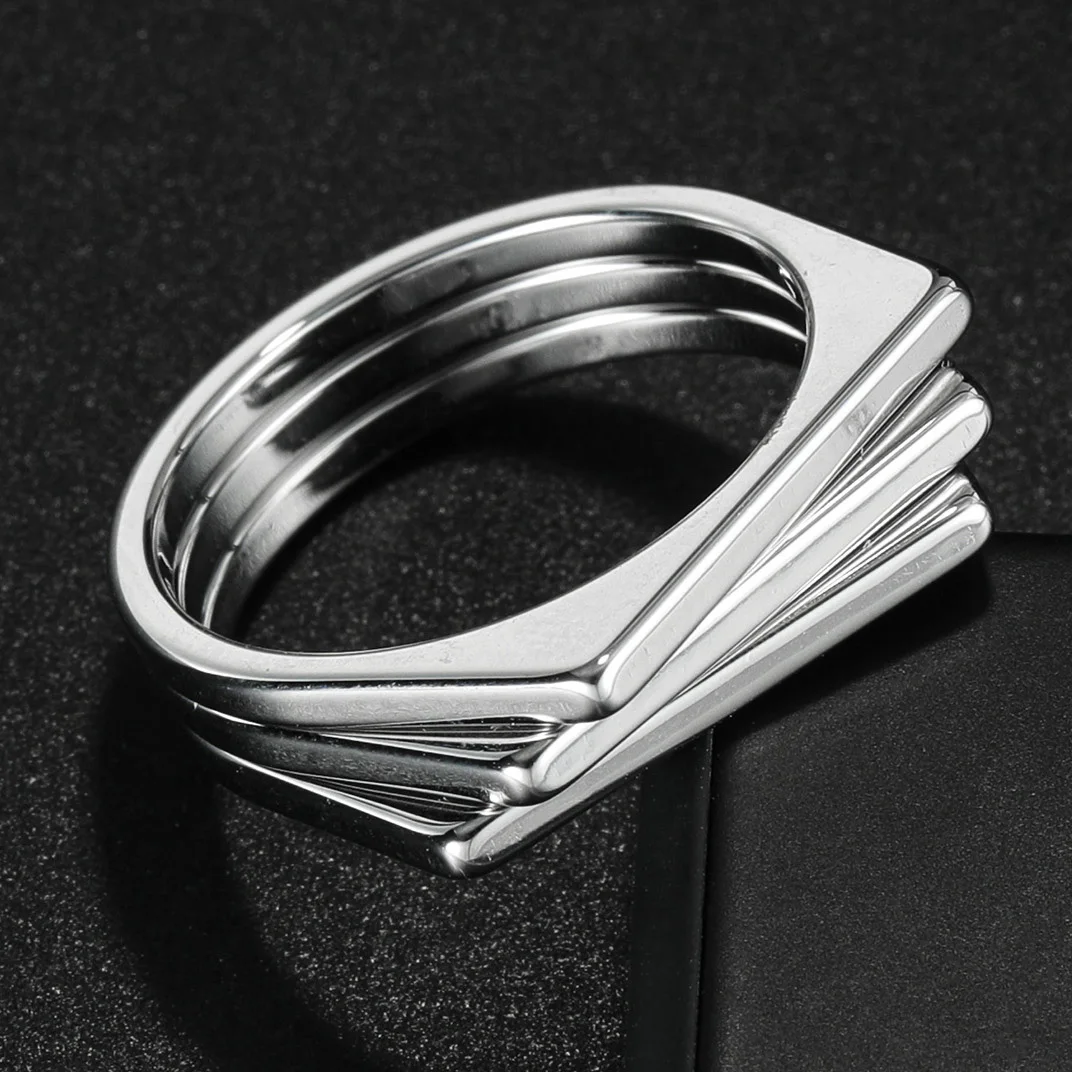 Silver Color Trendy Vintage Elegant Irregular Rings for Women Punk Geometric Heap Rectangle Finger Ring Party Jewelry