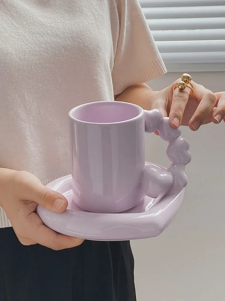 Caneca cerâmica de cabaça açucareira para mulheres, requintado copo e pires de café de alto valor, chá da tarde