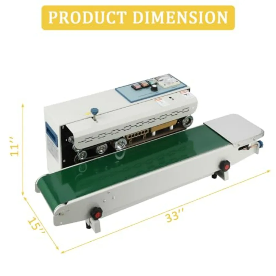 Continuous Bag Band Sealing Machine 110V with FR900 Automatic Horizontal Band Sealer with Temperature Control for Commercial PP