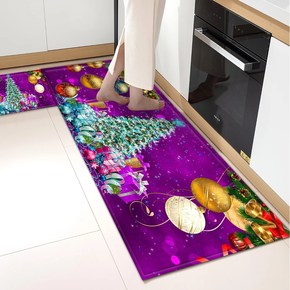 Christmas Kitchen Rug Home Entrance Doormat Living Room Bedroom Balcony Floor Decoration Carpet House Bath Hallway Door Foot Mat