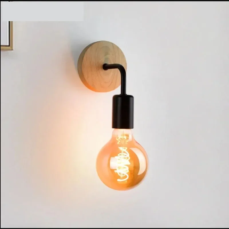 

Wood Wall Lamp Vintage Sconce Wall Lights Fixture E27 Bedside Retro Vintage Lamp Industrial Decor Dining Room Bedroom Light Led
