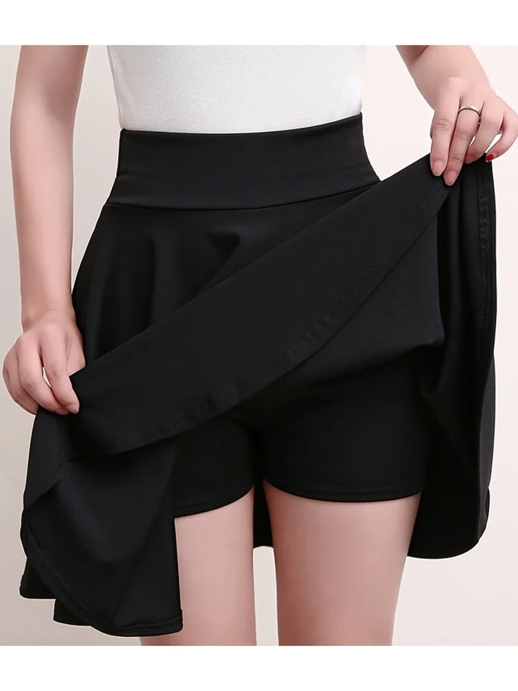 Summer A Line School High Waist Mini Shorts Skirts Womens Female Korean Fashion Kawaii Ball Gown Solid Black Red