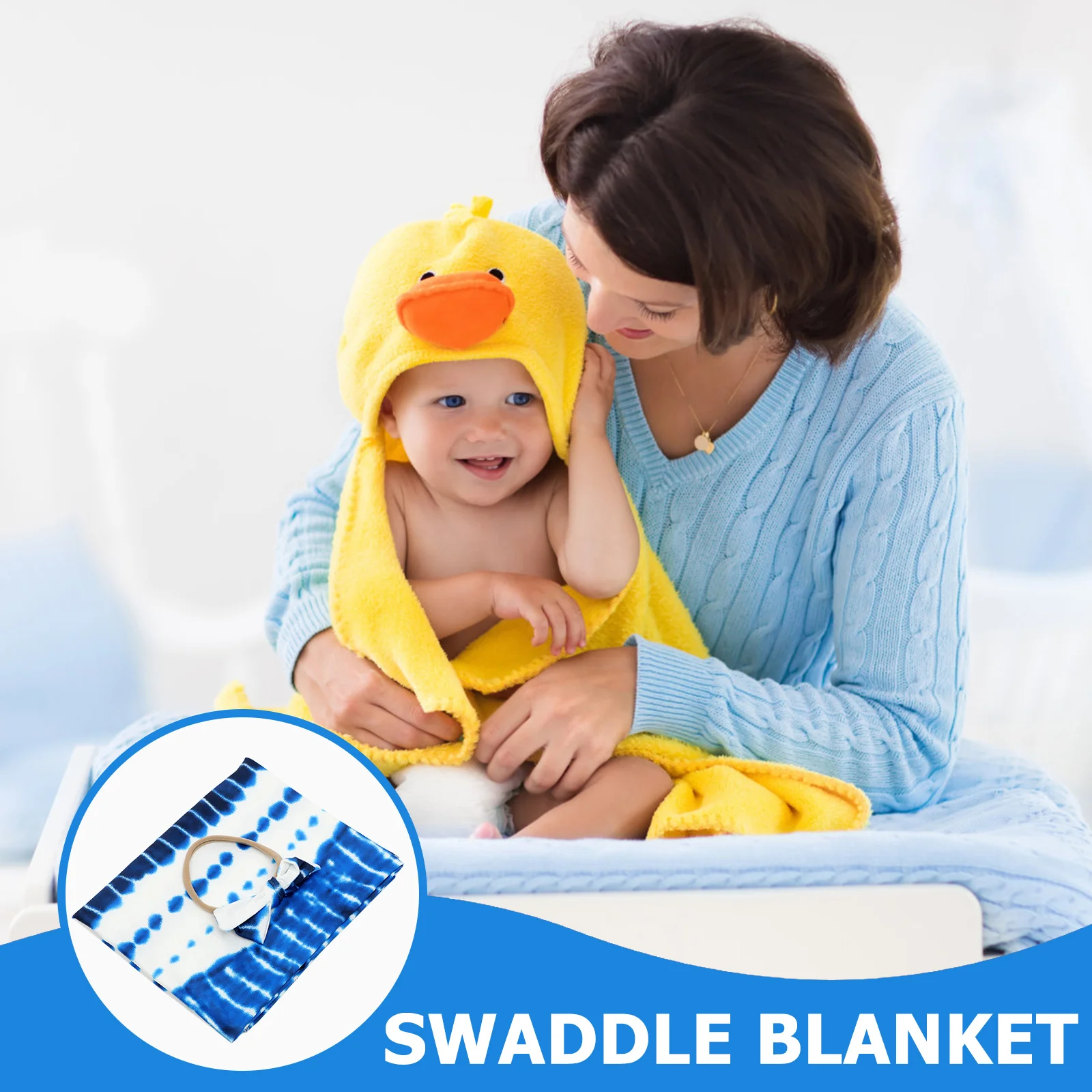 

1Set Baby Swaddle Blanket Headband Set Comfortable Newborn Wrap Swaddle Infant Receiving Blanket Soft Stylish Gift