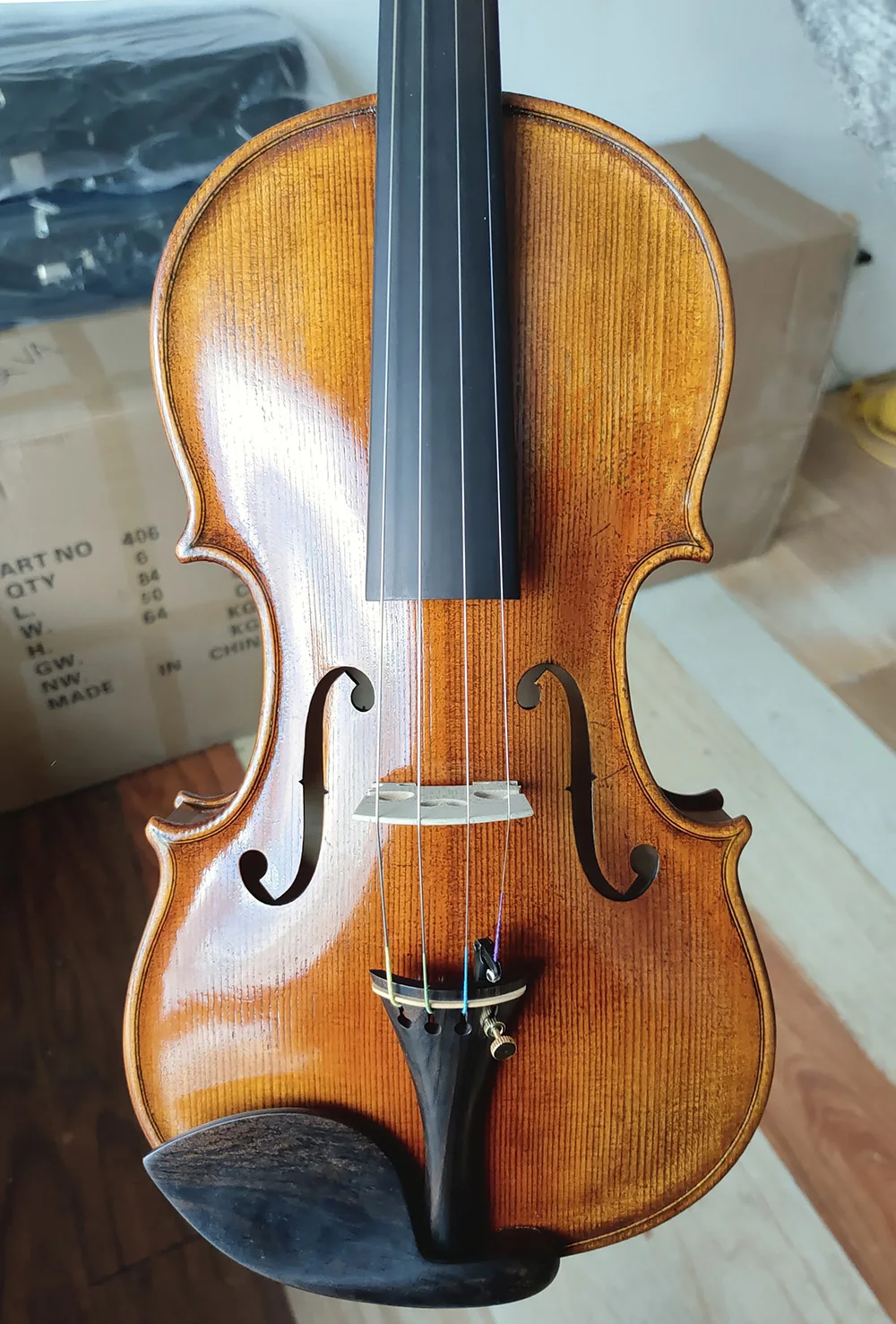 SELECTED One Piece Back! Master II Level Stradivarius Violin Size 4/4 #4036 European Wood Handmade Oil Varnish