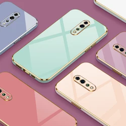 For Oppo Reno Z Case Luxury Square Plating PCDM10, CPH1979 Phone Case ShockProof Silicone Back Cover Fundas