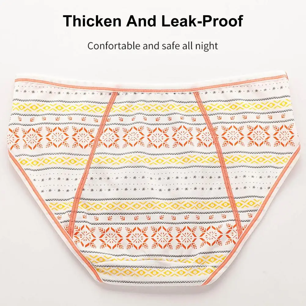 Menstrual Cycle Underwear High Waist Geometric Print Period Leakproof for Women Elastic Underwear with High Absorbency for Wear