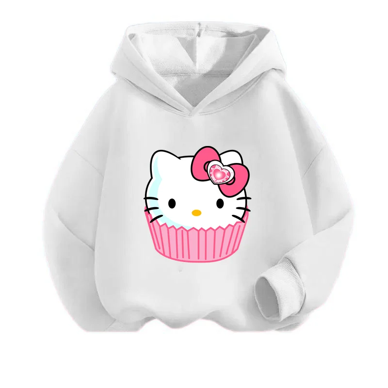 Fashion Hello Kitty Cute Cartoon Hoodies Kawaii Clothing Girls Casual Sweatshirts Spring Autumn Long Sleeve Pocket Harajuku