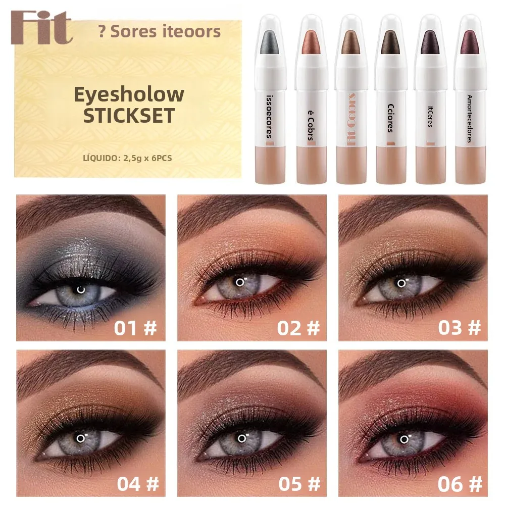 conjunto-de-canetas-de-maquiagem-multiuso-fit-colors-pearl-eye-shadow-stick-lying-silkworm-lip-eye