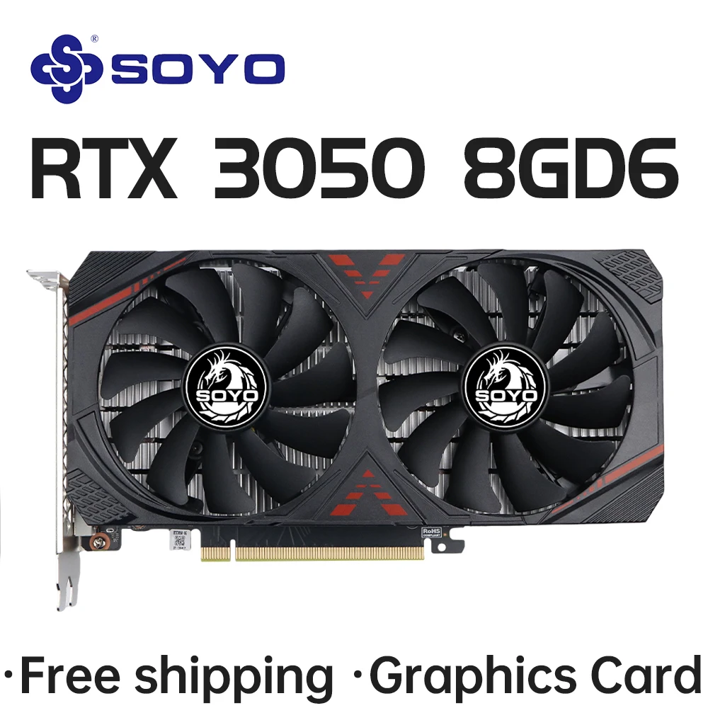 SOYO Grafikkarten RTX 3050 8G/6G GDDR6 GPU NVIDIA PC Computerkomponenten PCI Express X16 4.0 Gaming Grafikkarte RTX 3050 Neu
