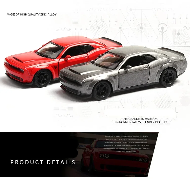 1:36 Dodge Challenger Muscle Sports Alloy Car Model Diecast Metal Toy Police Vehicles Car Model Simulation Collection Kids Gift