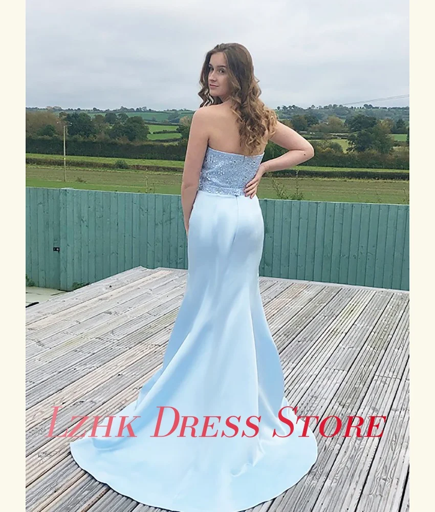 Vestido de noche de cristal de sirena de satén personalizado de alta calidad, vestidos de ocasión a medida hasta el suelo sin mangas con escote en forma de corazón a la moda