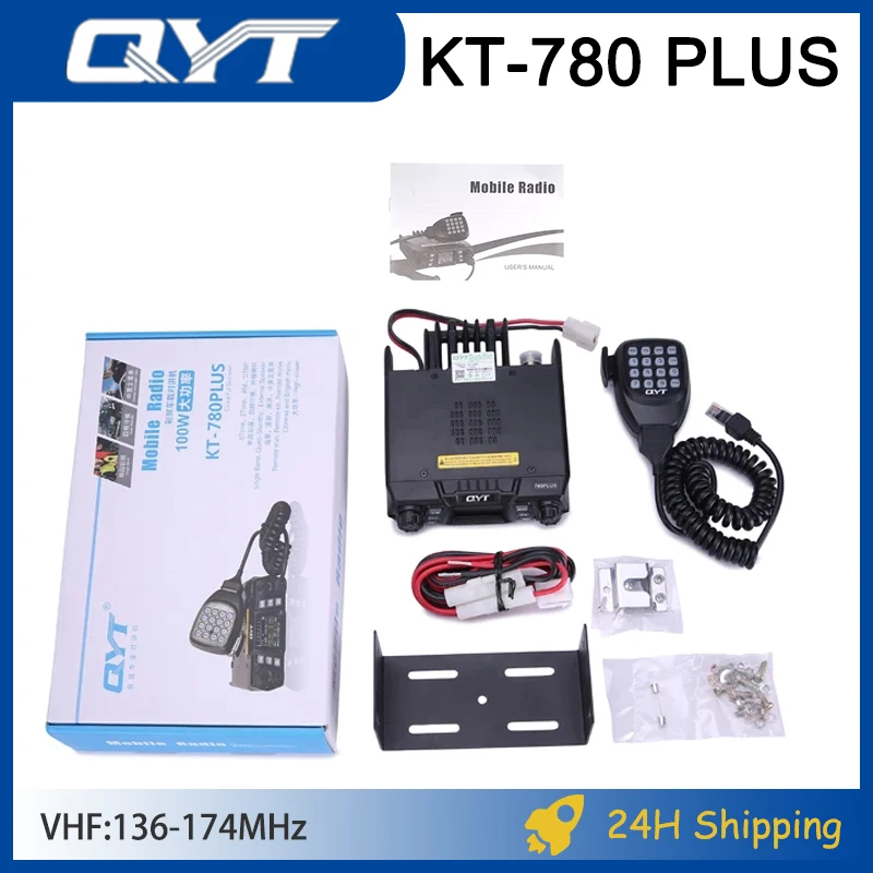 QYT KT-780 Plus Mobile Station VHF 100W Long Range 136-174MHZ 256Channels Quad Display Transceiver Station Amateur Communication