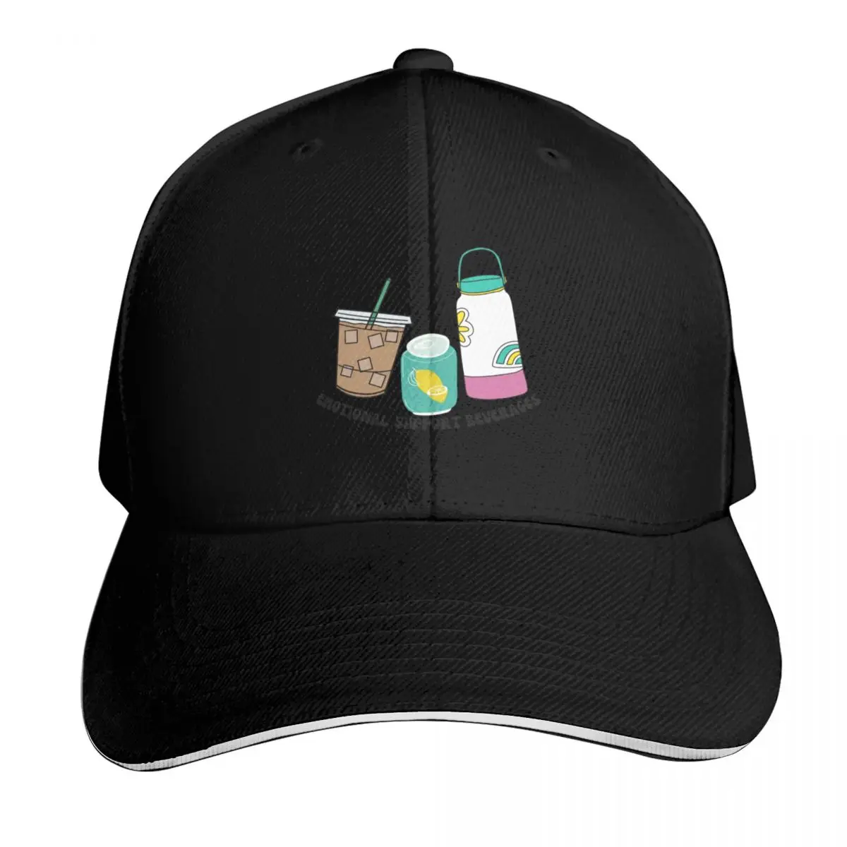 Emotional Support Beverages Baseball Cap Vintage Retro Embroidered Lightweight Packable Gift for Him Her