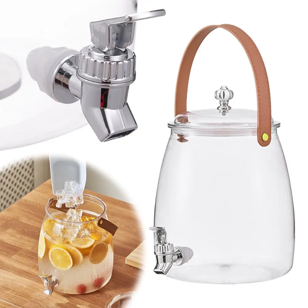 

3-5L Household Large Capacity Beverage Bucket Food Grade Plastic Tea Water Separation Ice Bucket With Electroplated Faucet