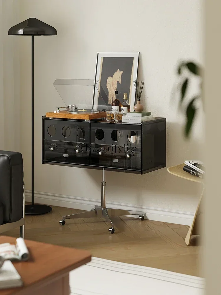 4Retro vinyl record player cabinet mobile living room sofa display storage lockerlx