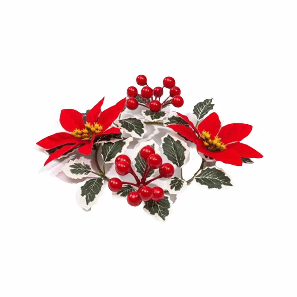 Artificial Flower Flowers Wreath Candle Holder Plastic Multifunctional Christmas Wreath Classic Window Display Props